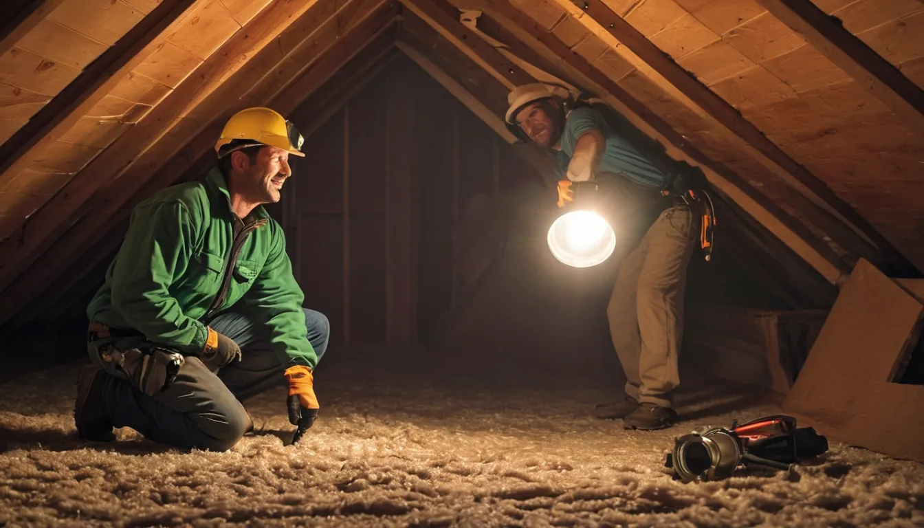 Friendly provider inspecting an attic for rodent and wildlife entry points in a home near Logan